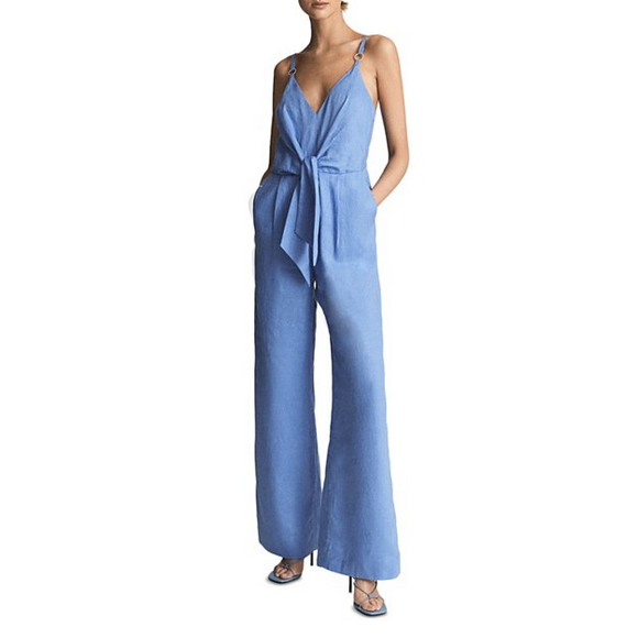 Reiss Pants - REISS Ana Kay Linen Jumpsuit in Blue